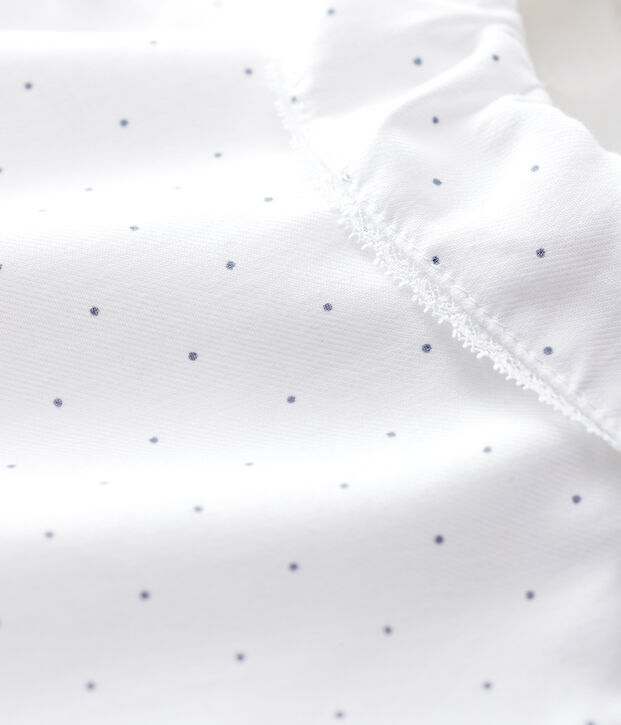 Body manches longues &agrave; col b&eacute;b&eacute; fille twill en coton biologique blanc/gris